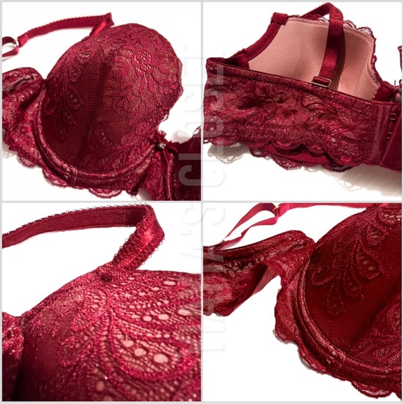 Le Mystere 40C Sophia 2435 Floral Lace Shimmer Underwire Padded Bra in Merlot - Picture 15 of 15